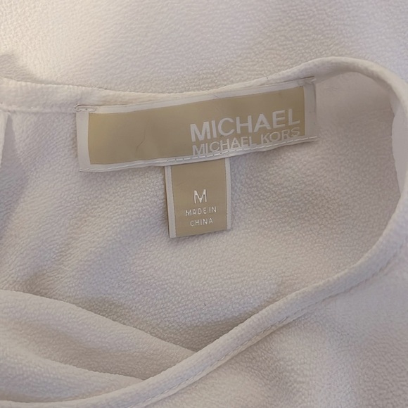 MICHAEL KORS NWOT Long Bell Smock Detail Sleeve White Blouse, Size M - Picture 9 of 11